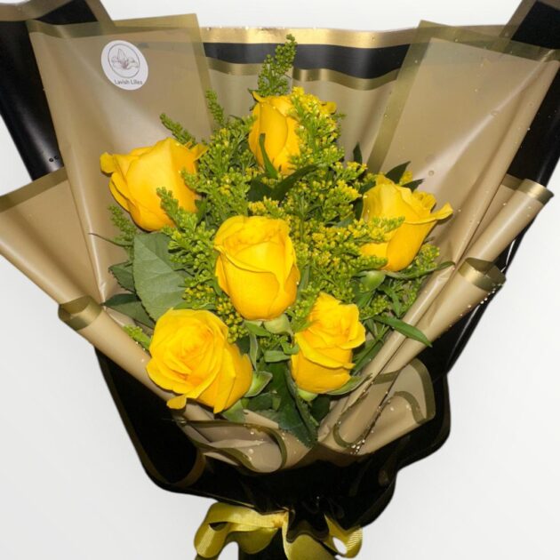 Sunny Yellow Roses Bouquet - Image 2