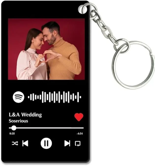 Custom Acrylic Photo Keychain with Scannable Music Code