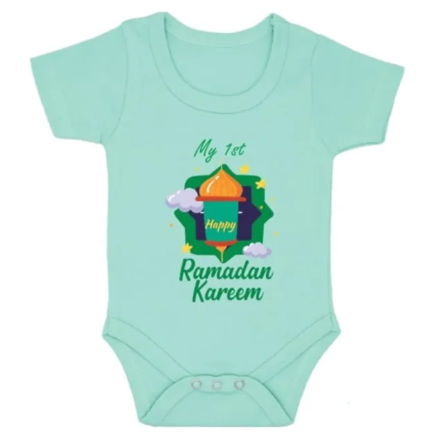 Ramadan Short Sleeve Cotton Romper for Baby Boys and Girls – Baby’s First Ramadan Kareem Outfit for Newborns - Image 3